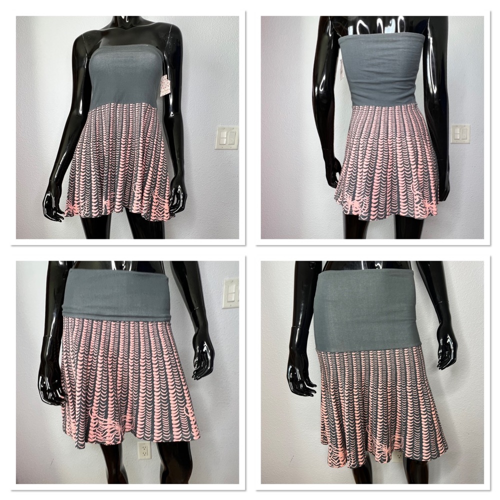 Free People Tank Dress/Mini/Midi Skirt Sz S Cotton Blend Gray & Pink NWT